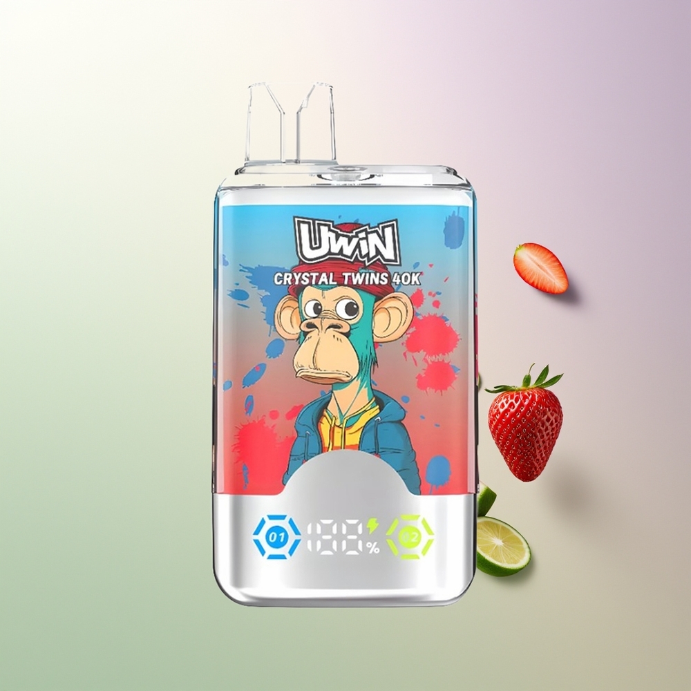 UWIN Crystal Twins 40000 Puffs Dva Ukusa 32ml Rechargeable Type-C Jagoda Lubenica Limun