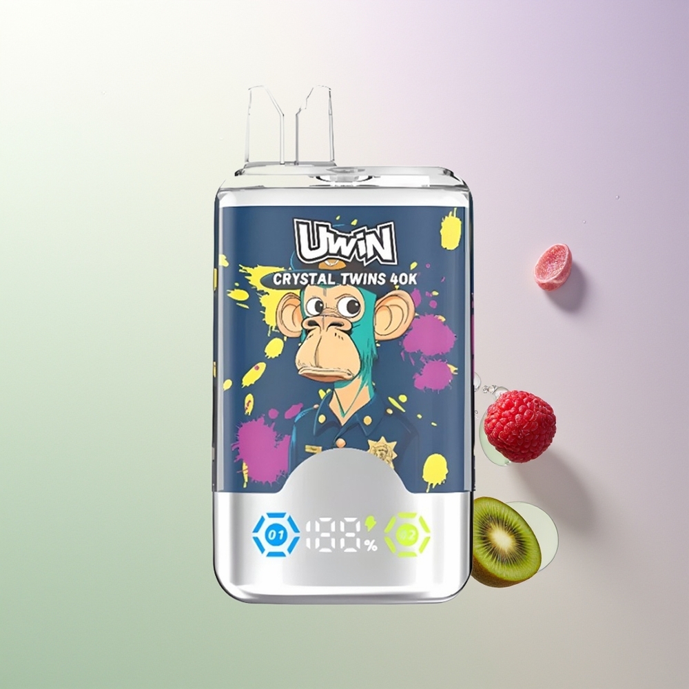 UWIN Crystal Twins 40000 Pufova Dva Različita Ukusa Jedan Uređaj 0.6 Ohm Mrežasti Kalem Tekućina Kiwi Pasulj Guava Borovnica Malina