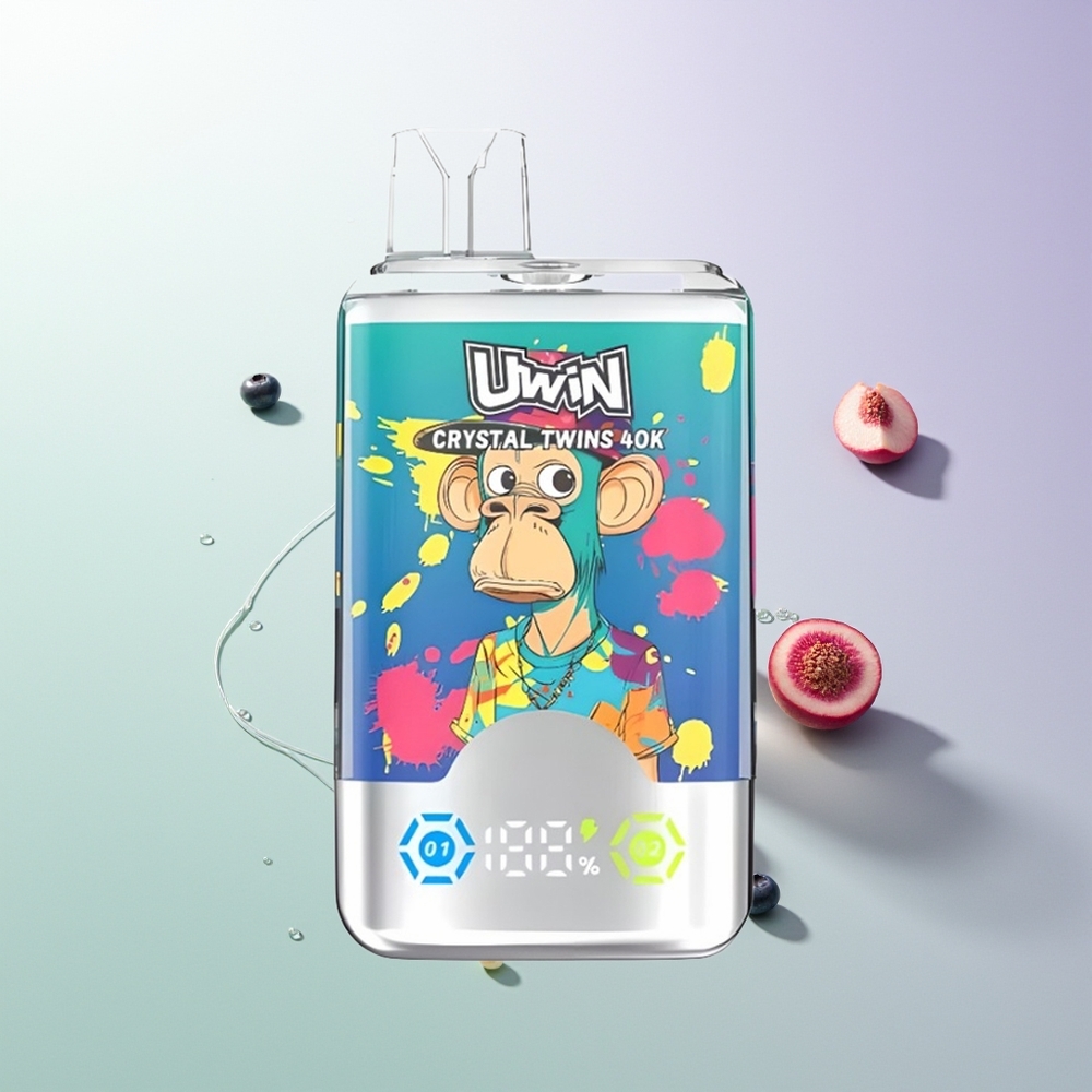 UWIN Crystal Twins 40000 Pufova Dve Različite Arome 32ml 850mAh Type-C Plava Borovnica Led Letnja Breskva Led