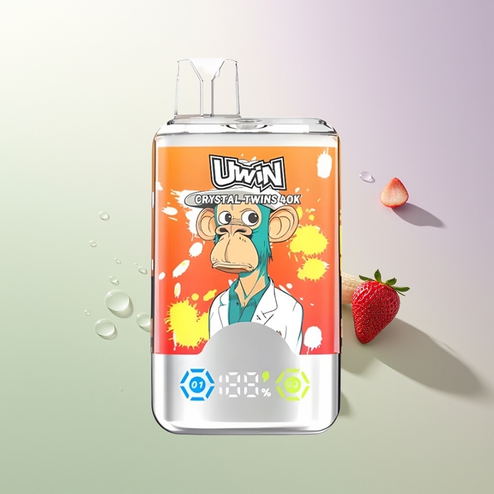 UWIN Crystal Twins 40000 Pufova Dvostruki Ukus 0.6 Ohm Mesh Punjivi Tip-C Jagoda Banana Ljubav 32ml
