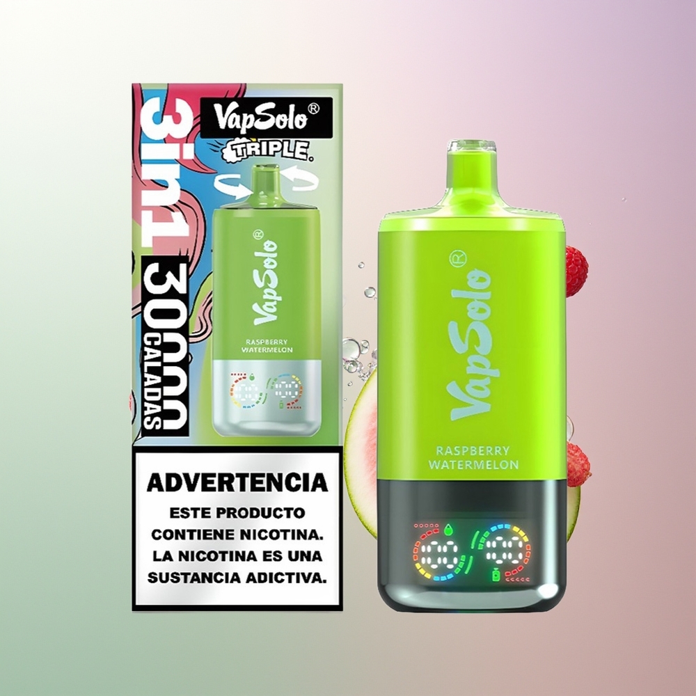 VapSolo Triple 30000 Puffs 40ml 3 Rezervoar Type-C Malina Lubenica Srbija Dobavljači