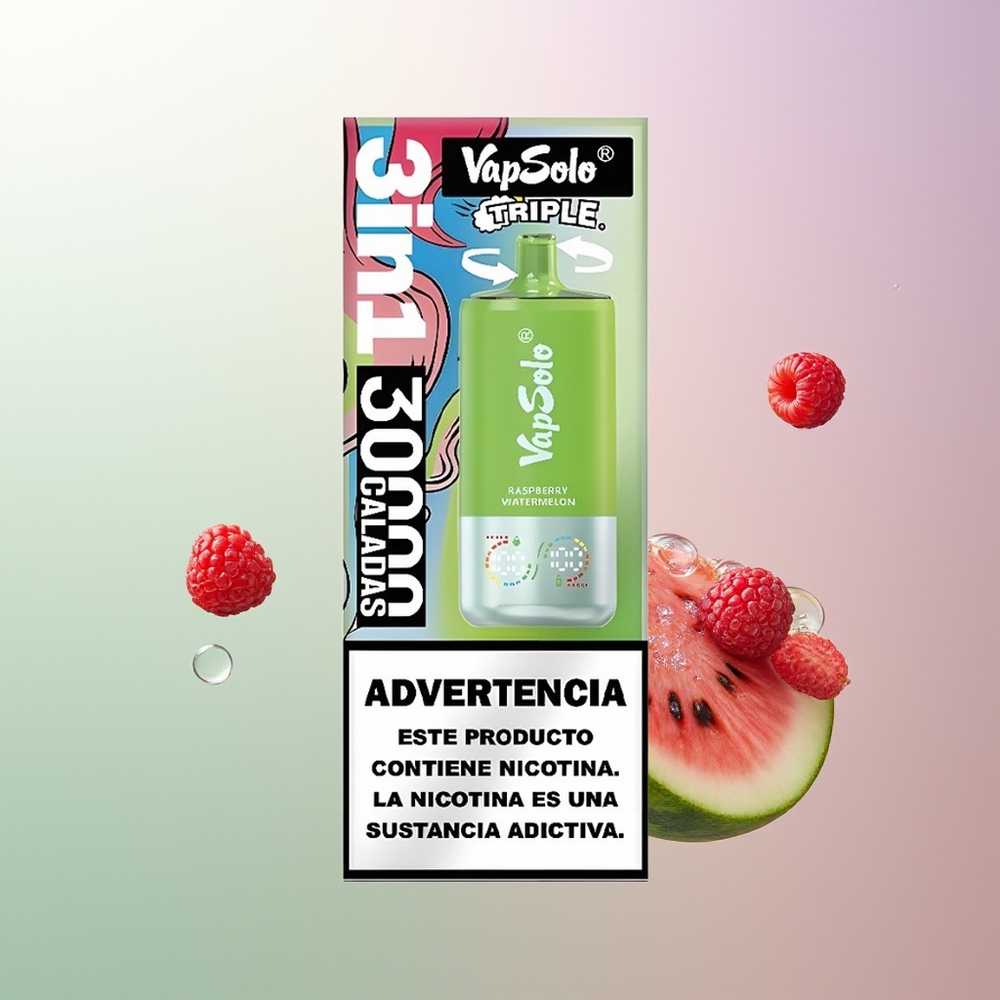 VapSolo Triple 30000 Puffs 40ml 3 Rezervoar Type-C Malina Lubenica Srbija Dobavljači
