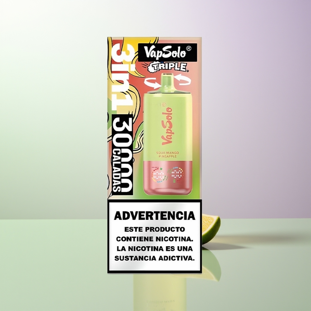 VapSolo Triple 30000 Puffs 40ml 3 Rezervoara Type-C Kisela Mango Ananas