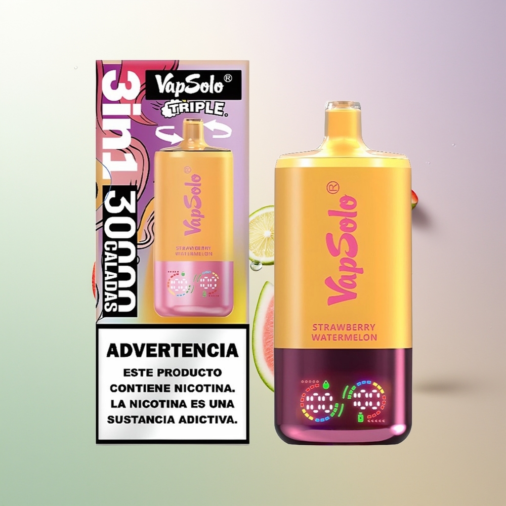 VapSolo Triple 30000 Puffs 40ml Type-C Jagoda Lubenica & Breskva