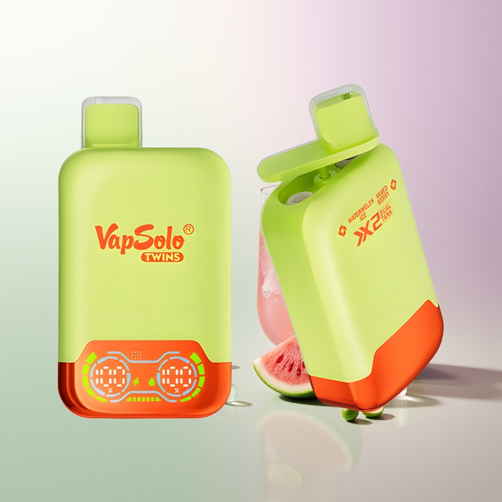 Vapsolo Twins 20000 Puffs 40ml 2 Rezervoara Type-C Lubenica Led & Mešane Bobice