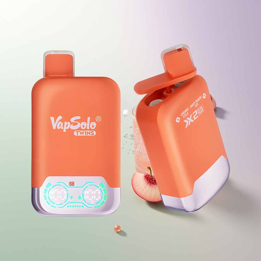 Vapsolo Twins 20000 Puffs 40ml Tip-C Trešnja Kola & Sočni Breskva Led
