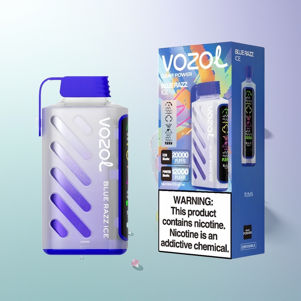 VOZOL Gear Power 20000 Puffs S.i.L.C. Tech Dual Mesh Coil 20mL 5% Plavi Malina Led Srpski Distributeri