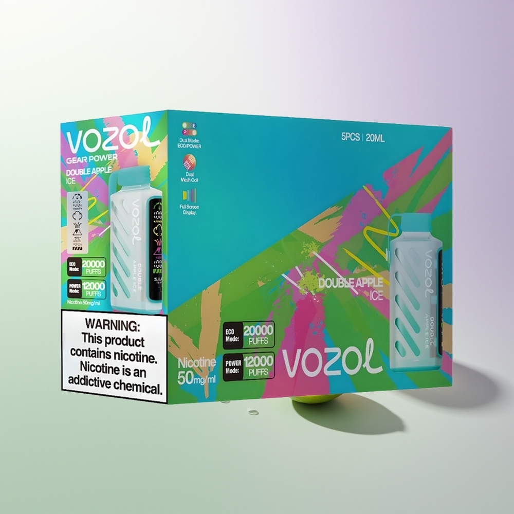VOZOL Gear Power 20000 Puffs S.i.L.C. Tech Dual Mesh Coil 20mL Duple Jabuka Led
