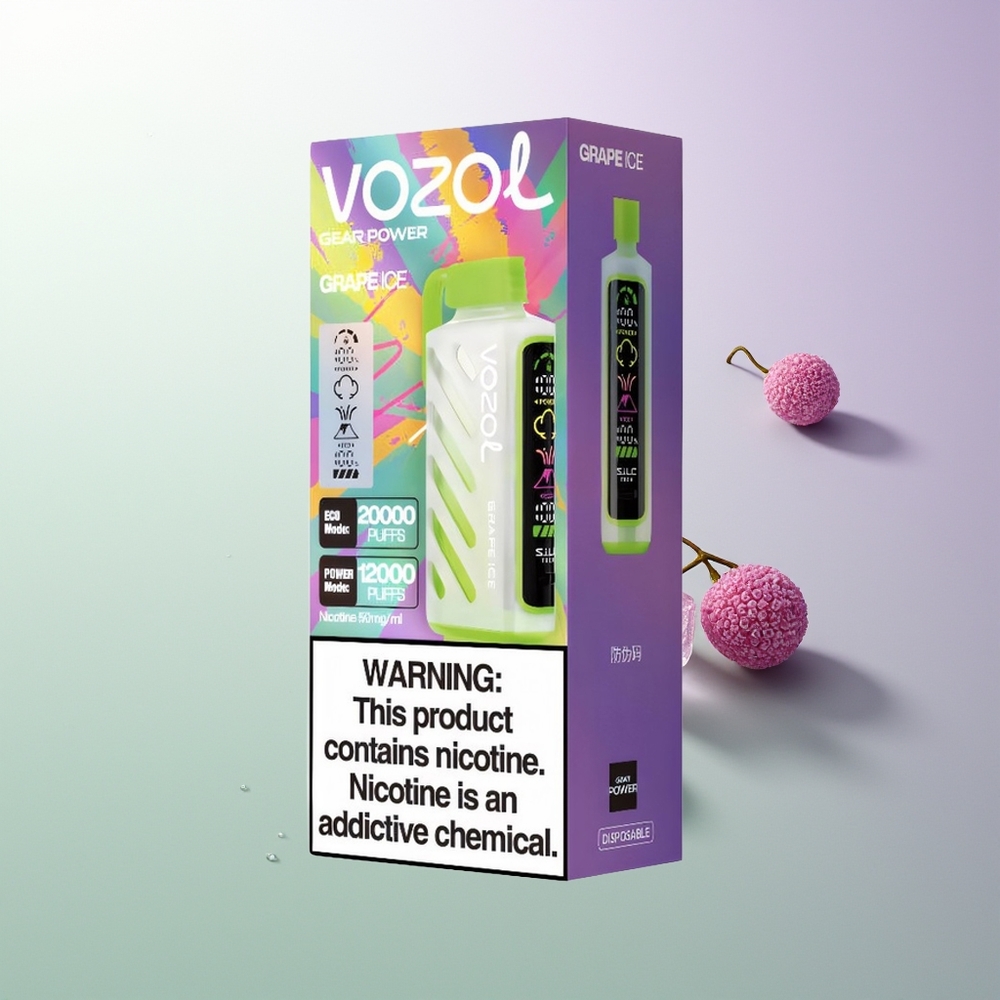 VOZOL Gear Power 20000 Puni Dual Mesh Coil 20mL 5% Grožđe Led