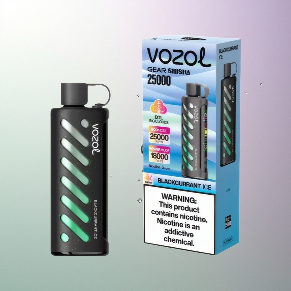 VOZOL Gear Shisha 25000 Puffova Dual Mesh Dual Modes S.i.L.C Tech 1000mAh 5mg/ml Ribizla Led