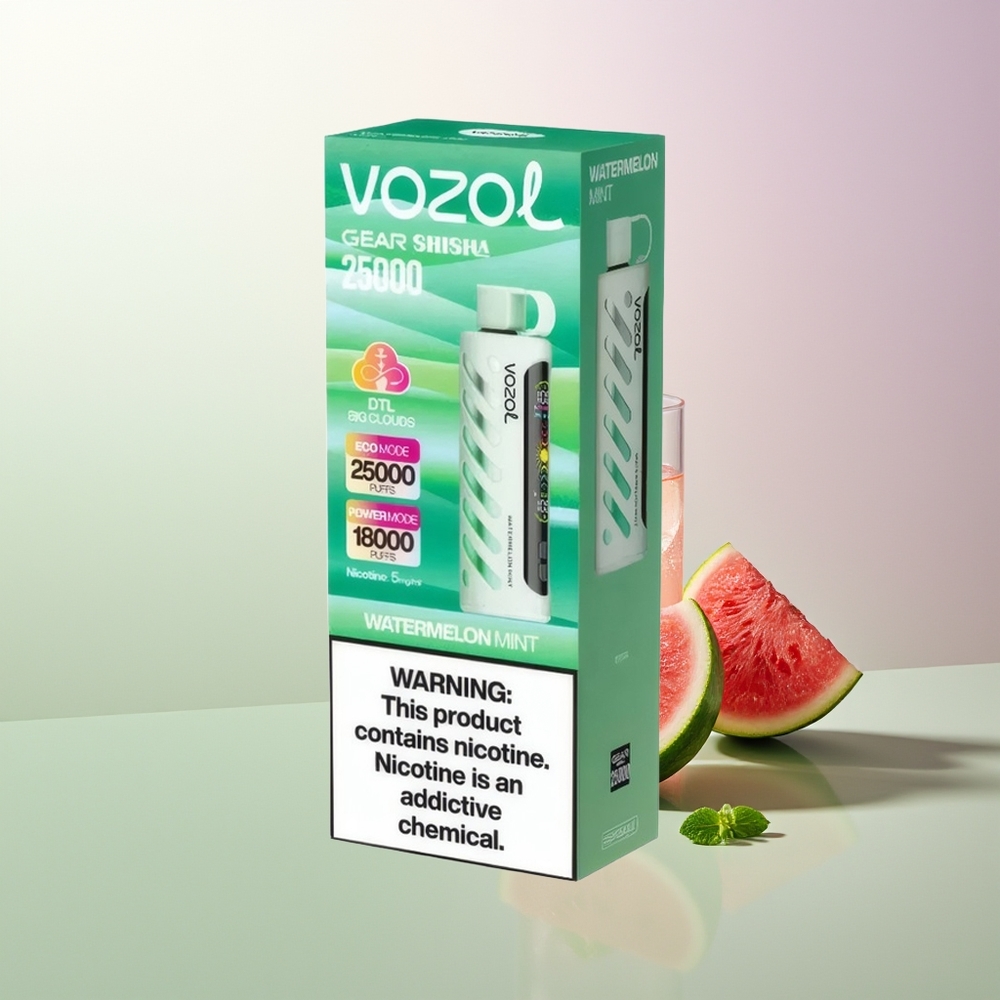 VOZOL Gear Shisha 25000 Puffs Dual Mesh Dual Modes S.i.L.C Tech 1000mAh 5mg/ml Lubenica Mentol