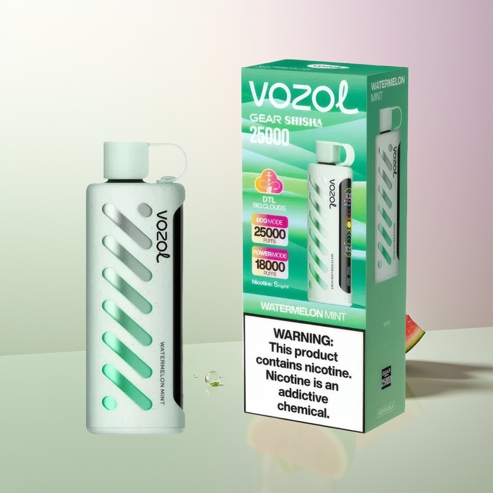 VOZOL Gear Shisha 25000 Puffs Dual Mesh Dual Modes S.i.L.C Tech 1000mAh 5mg/ml Lubenica Mentol