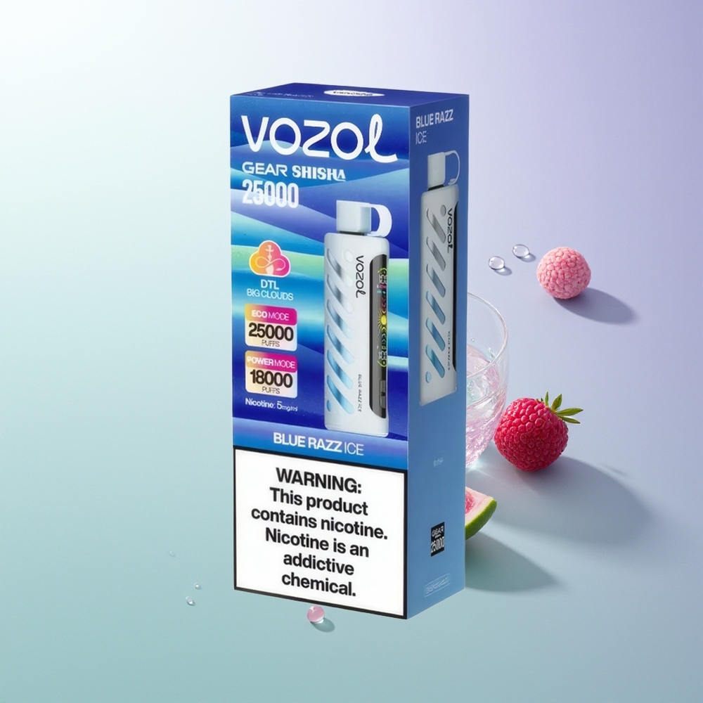 VOZOL Gear Shisha 25000 Pufova Dual Mesh Dual Modes 1000mAh 5mg/ml Plavi Malina Led Srpski Dobavljači