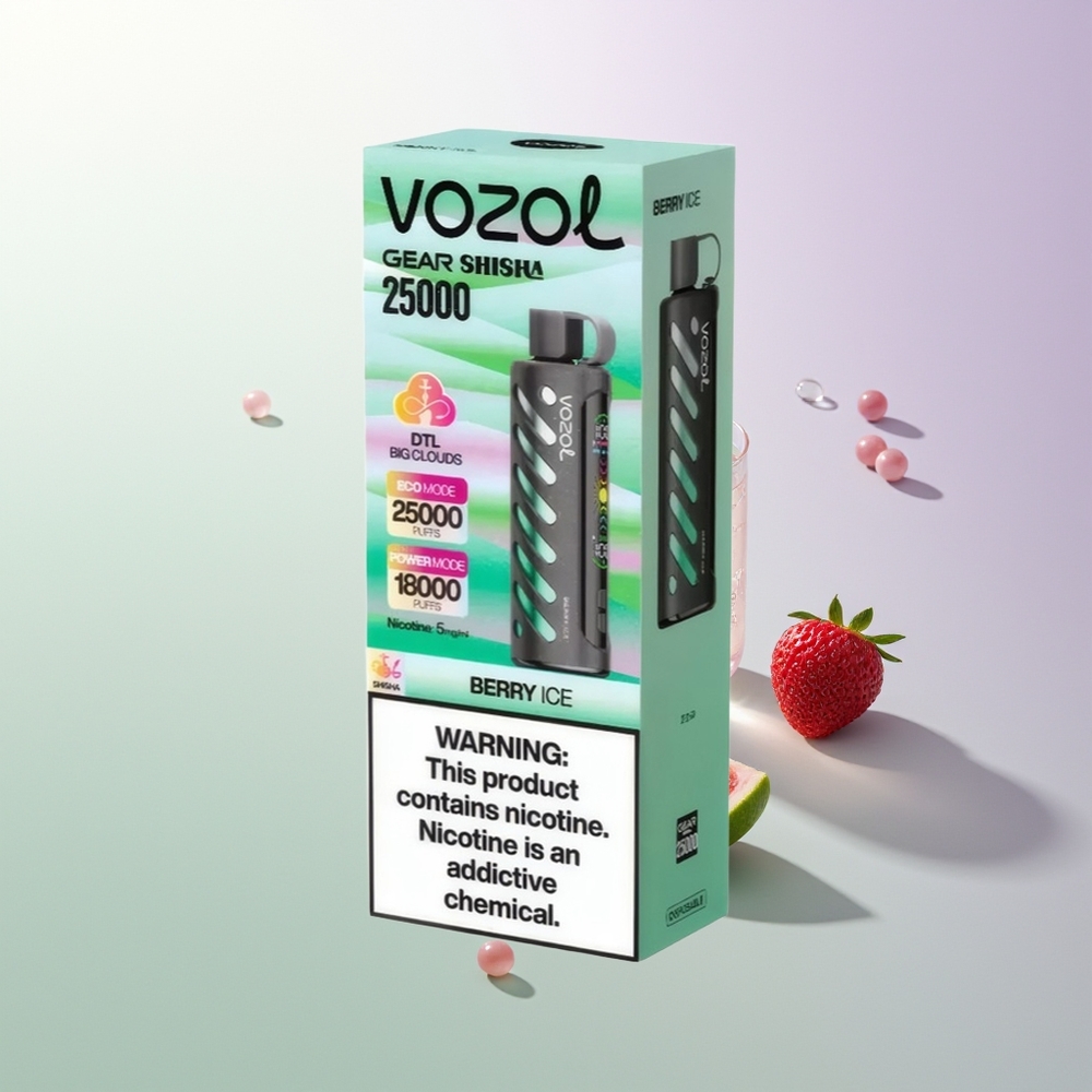 VOZOL Gear Shisha 25000 Pufova Dual Mesh Dual Modes S.i.L.C Tech 1000mAh 5mg/ml Jagoda Led
