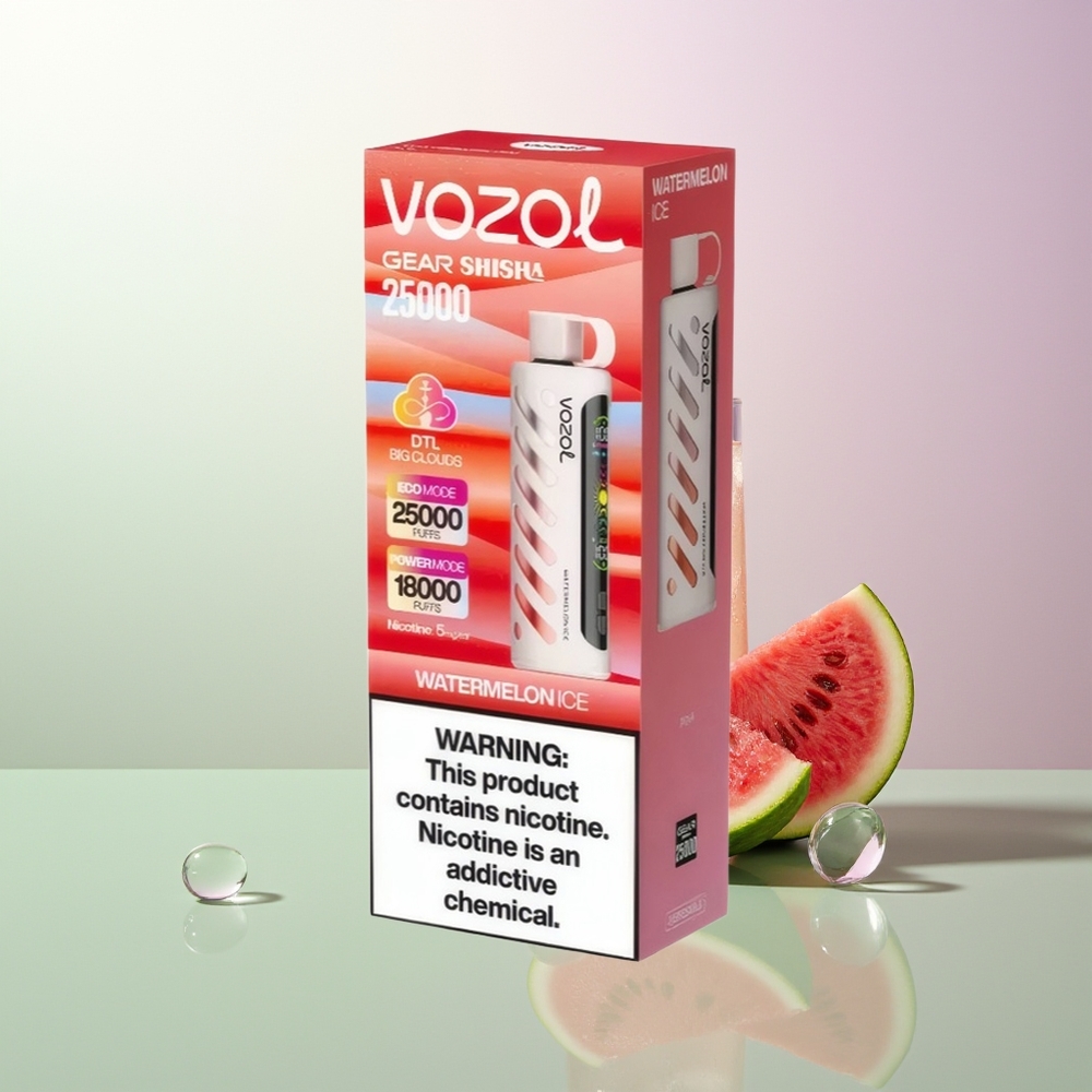 VOZOL Gear Shisha 25000 Pufova Dual Mesh Dual Modes S.i.L.C Tech 1000mAh 5mg/ml Lubenica Led Srpski Distributeri