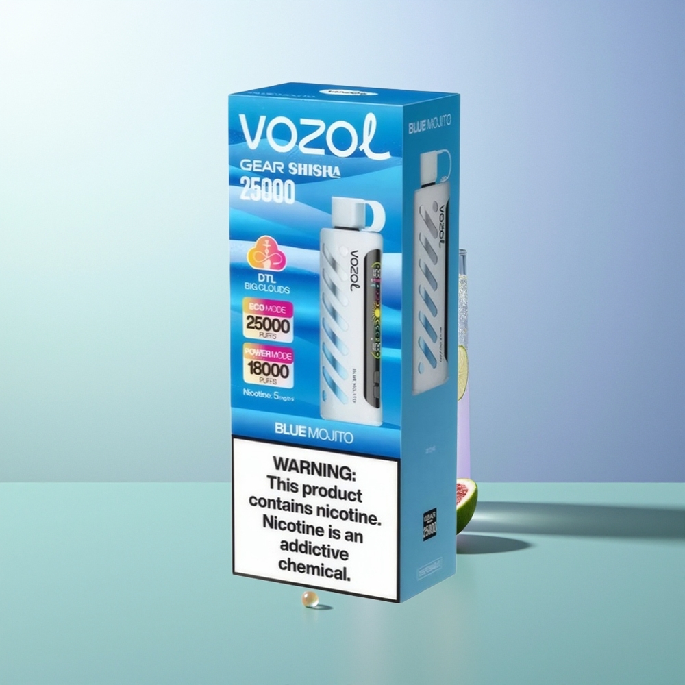VOZOL Gear Shisha 25000 Pufova Dual Mesh Dual Modes S.i.L.C Tech 1000mAh 5mg/ml Plavi Mojito