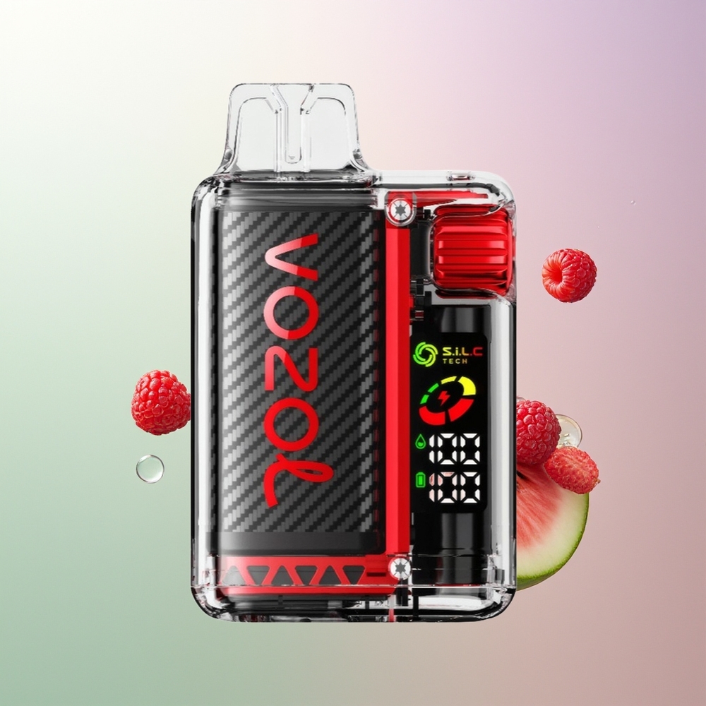 VOZOL Vista 20000 Pufova Ponovo Punjiva Baterija 650mAh OLED Ekran S.i.L.C Tech Dual Mesh Coil Malina Lubenica