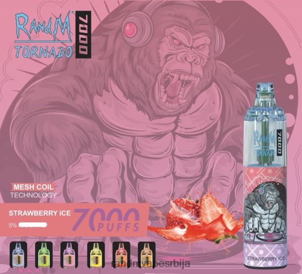 RandM Vape Beograd | лед од јагоде RandM Tornado 7000 Вапе уређај за контролу протока ваздуха 1 ком B028LL183